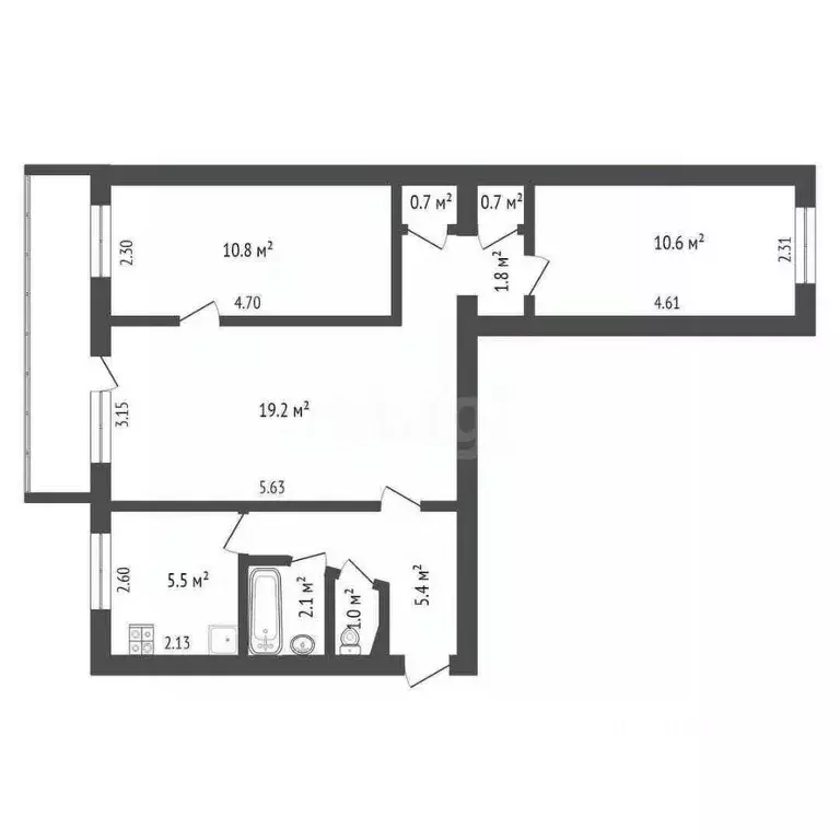 3-к кв. Севастополь ул. Мечникова, 8 (59.0 м) - Фото 2