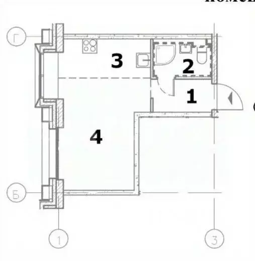 Студия Москва наб. Марка Шагала, 13 (31.0 м) - Фото 2