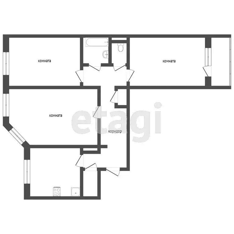 Квартира, 3 комнаты, 68.3 м - Фото 0