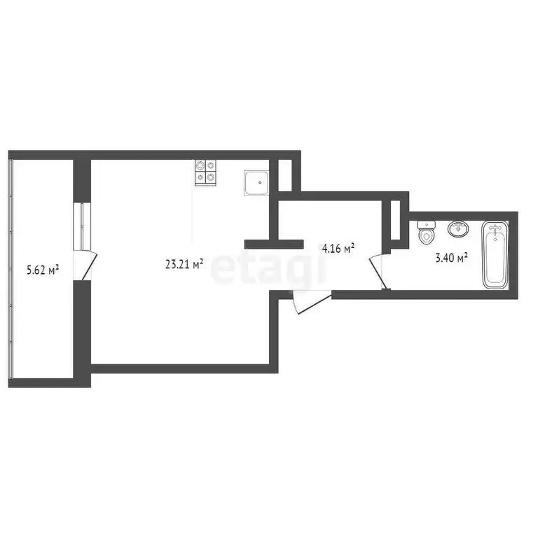 Квартира-студия: Тюмень, Краснооктябрьская улица, 10 (23.21 м) - Фото 0