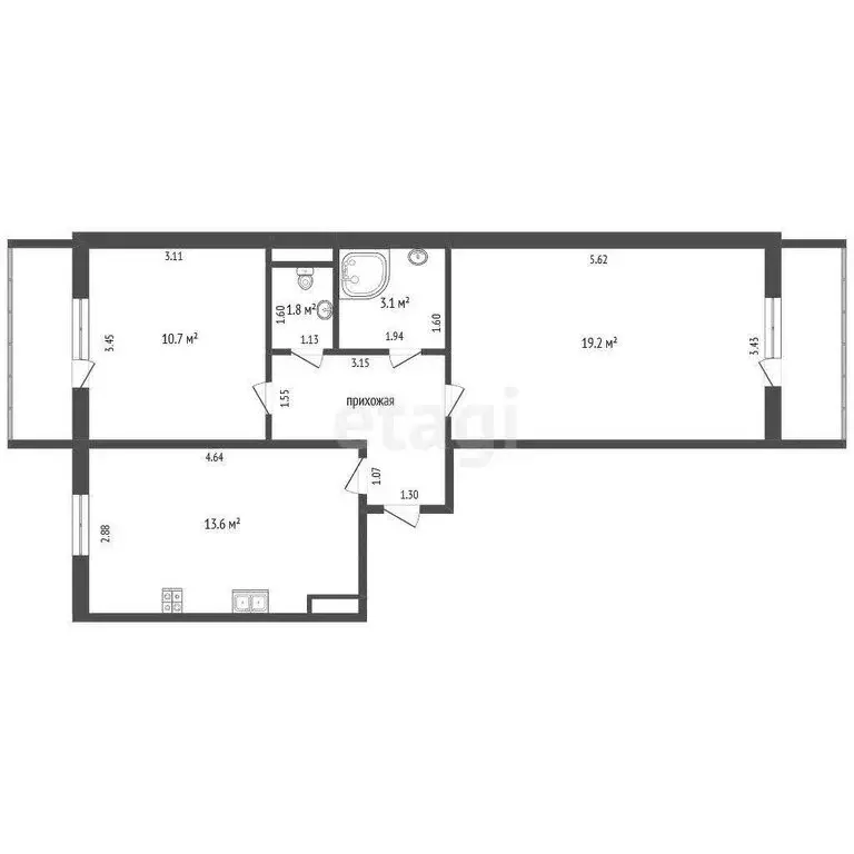 2-комнатная квартира: Омск, проспект Королёва, 24к2 (54.8 м) - Фото 1