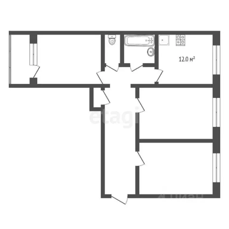 3-к кв. Коми, Усинск ул. Нефтяников, 50 (66.3 м) - Фото 2