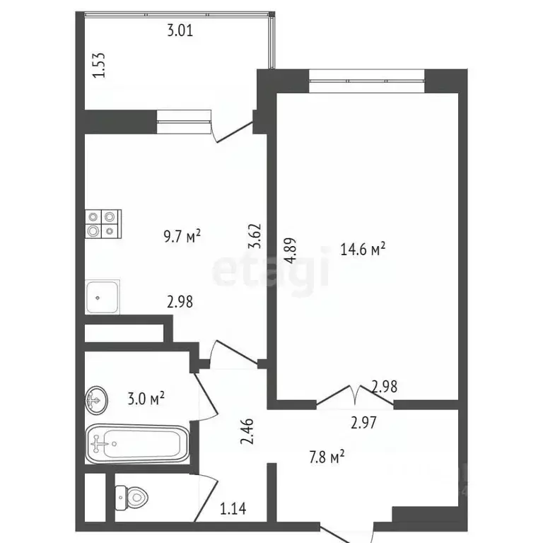 1-к кв. Тюменская область, Тюмень ул. Николая Федорова, 17 (36.5 м) - Фото 1