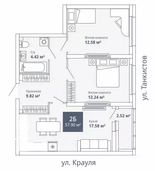 2-комнатная квартира: Екатеринбург, улица Крауля, 170 (57 м) - Фото 0