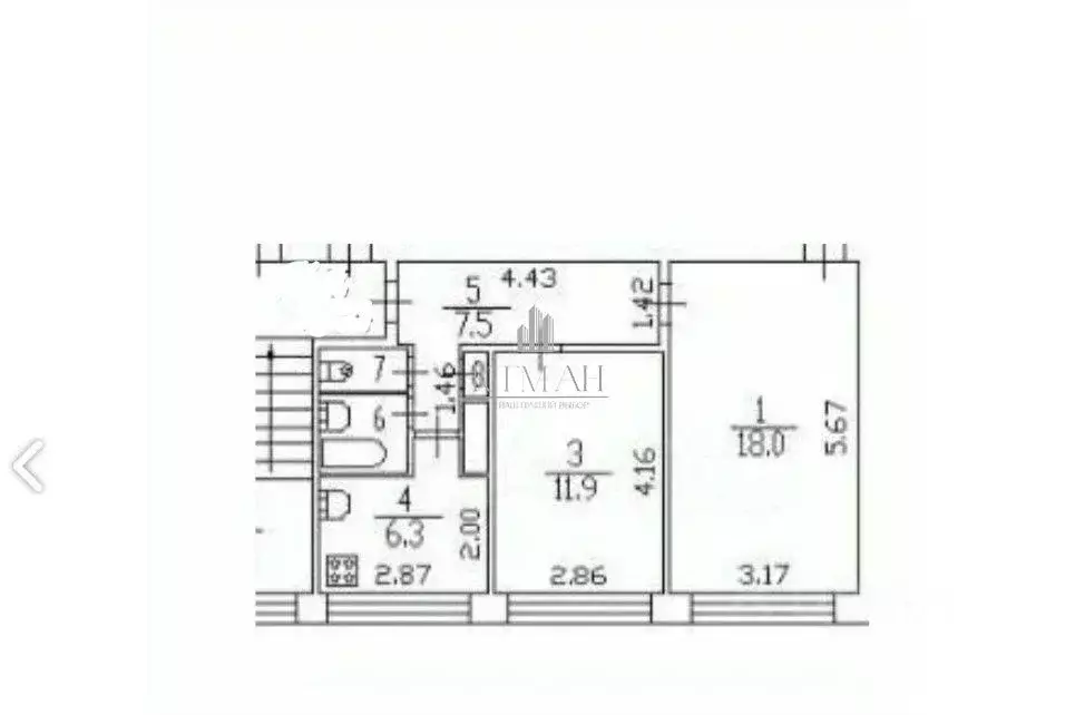 2-к кв. Санкт-Петербург ул. Брянцева, 12 (46.8 м) - Фото 1