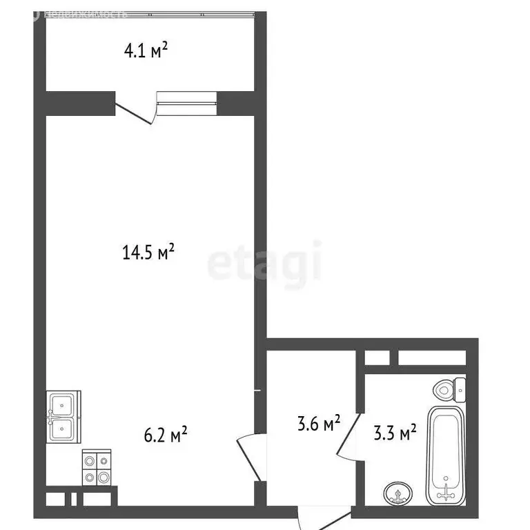 Квартира-студия: Ростов-на-Дону, переулок Белоусова, 4/1 (28 м) - Фото 1