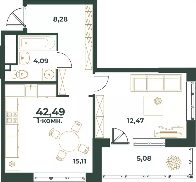 1-к кв. Башкортостан, Уфа ул. Ивана Спатара, 14 (42.49 м) - Фото 1
