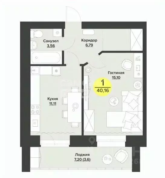 1-к кв. Марий Эл, Йошкар-Ола ул. Павлова, 6 (40.16 м) - Фото 2