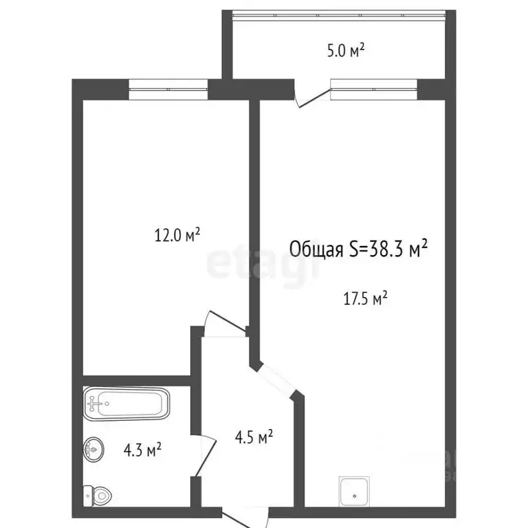 1-к кв. Брянская область, Брянск Красноармейская ул., 119 (38.3 м) - Фото 1