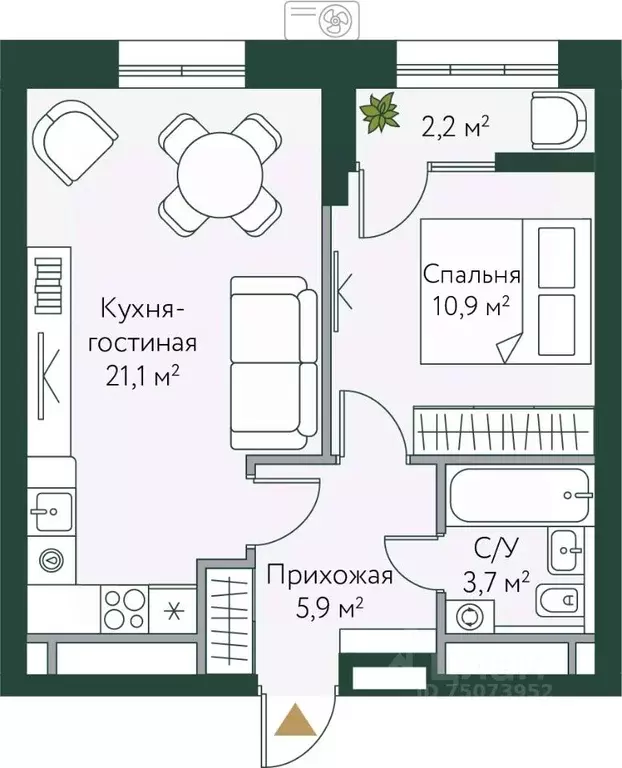 1-к кв. Волгоградская область, Волгоград Новосибирская ул., 74 (43.8 ... - Фото 0