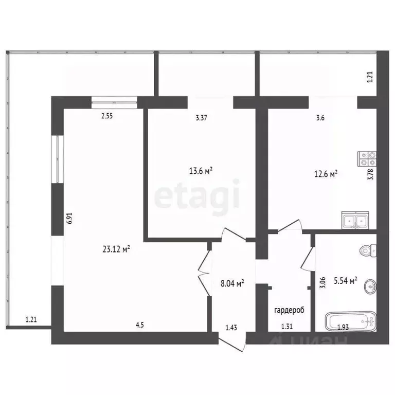 2-к кв. Вологодская область, Вологда ул. Возрождения, 24А (63.6 м) - Фото 2
