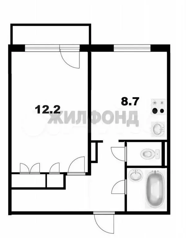 1-к. квартира, 32,1 м, 9/9 эт. - Фото 0