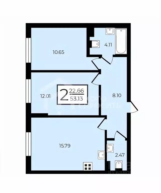 2-к кв. Санкт-Петербург ул. Томбасова, 5 (55.13 м) - Фото 2
