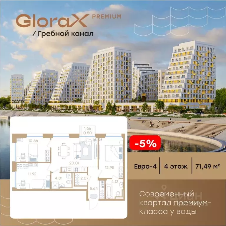 3-к кв. Нижегородская область, Нижний Новгород Глоракс Премиум Гребной ... - Фото 1