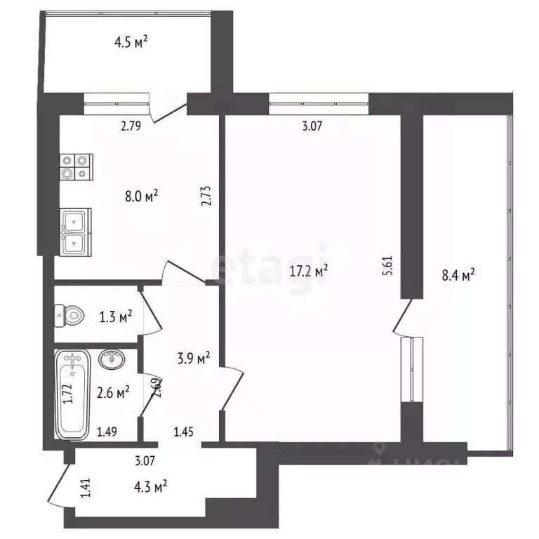 1-к кв. Самарская область, Самара просп. Кирова, 329 (37.3 м) - Фото 2