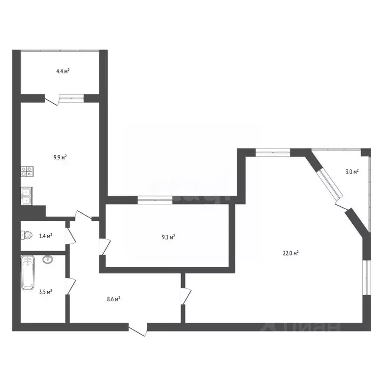 2-к кв. Башкортостан, Бирск ул. Мира, 148А (54.5 м) - Фото 2