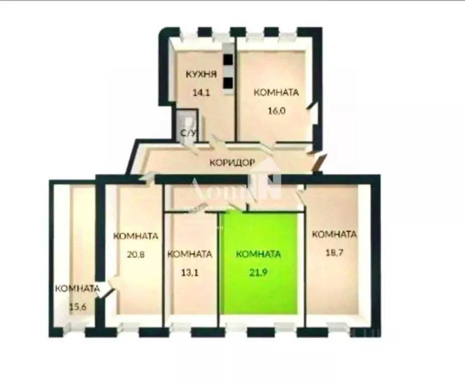 Комната Санкт-Петербург ул. Льва Толстого, 4 (21.9 м) - Фото 2