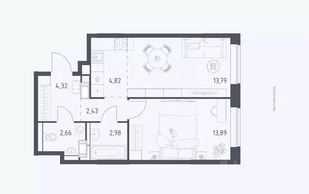 1-к кв. Москва Рязановское поселение, ул. Уточкина, 2к1 (43.9 м) - Фото 1