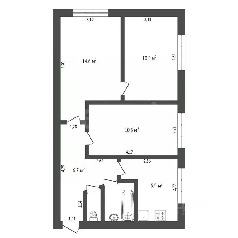 3-к кв. Амурская область, Благовещенск пос. Астрахановка, пер. Южный, ... - Фото 1
