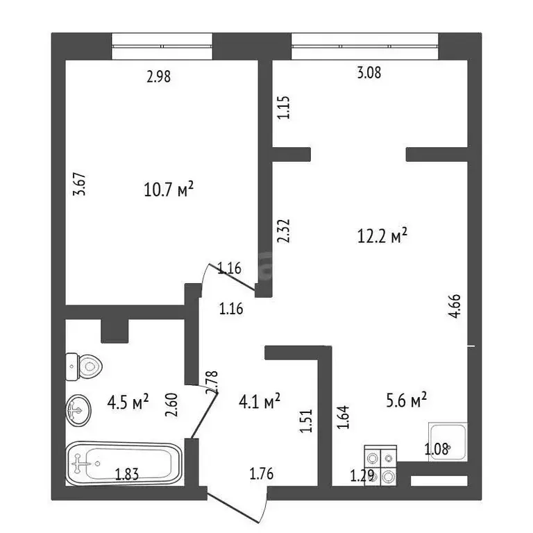 1-комнатная квартира: Тюмень, улица Газовиков, 73к4 (40.2 м) - Фото 1
