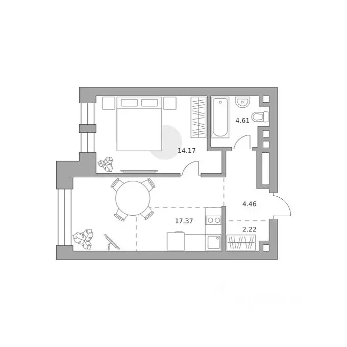 1-к кв. Москва Дубининская ул., 28 (42.83 м) - Фото 1