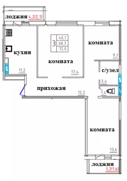 3-к кв. Смоленская область, Смоленск ул. 2-я Киевская (72.0 м) - Фото 0