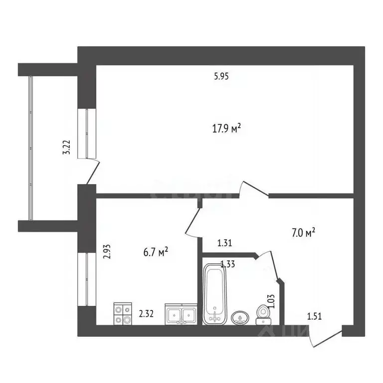 1-к кв. Свердловская область, Талица Песчаная ул., 16 (34.1 м) - Фото 1