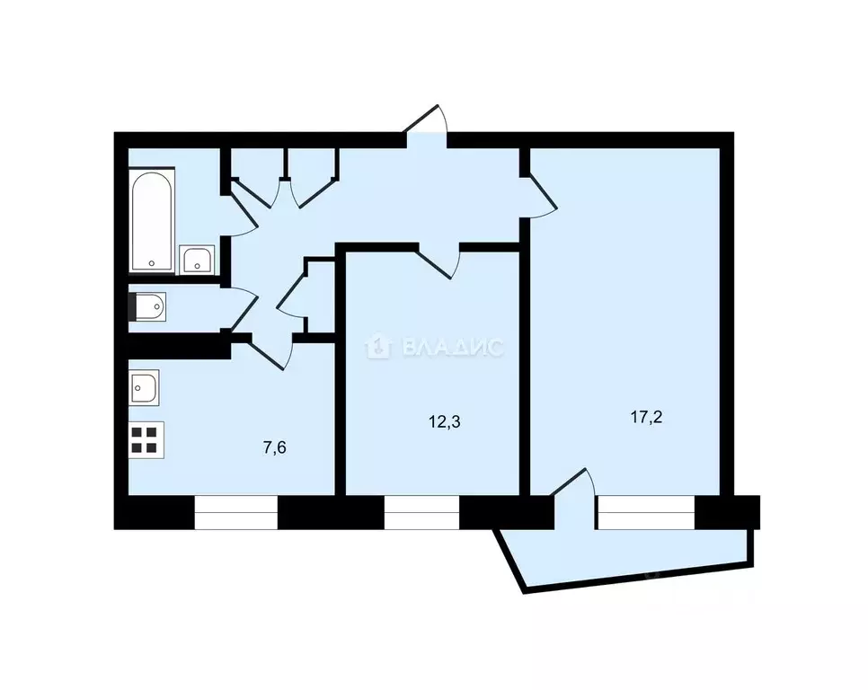 2-к кв. Владимирская область, Владимир ул. Василисина, 9а (49.6 м) - Фото 2