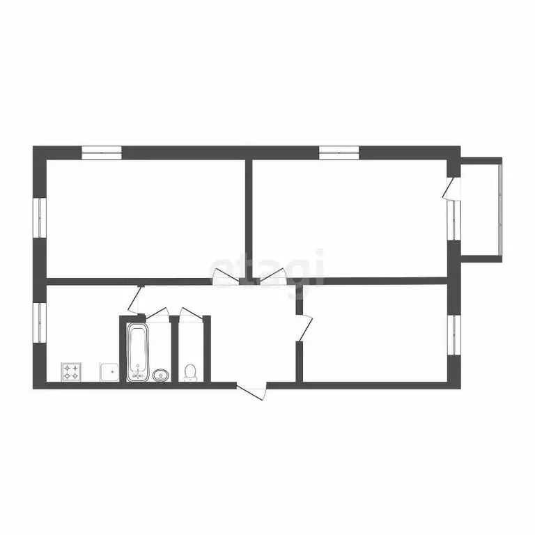 3-комнатная квартира: Тюмень, Одесская улица, 26 (61.8 м) - Фото 1