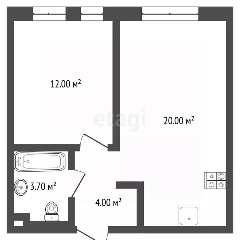 1-к кв. Тюменская область, Тюмень Полевая ул., 117к4 (39.5 м) - Фото 1