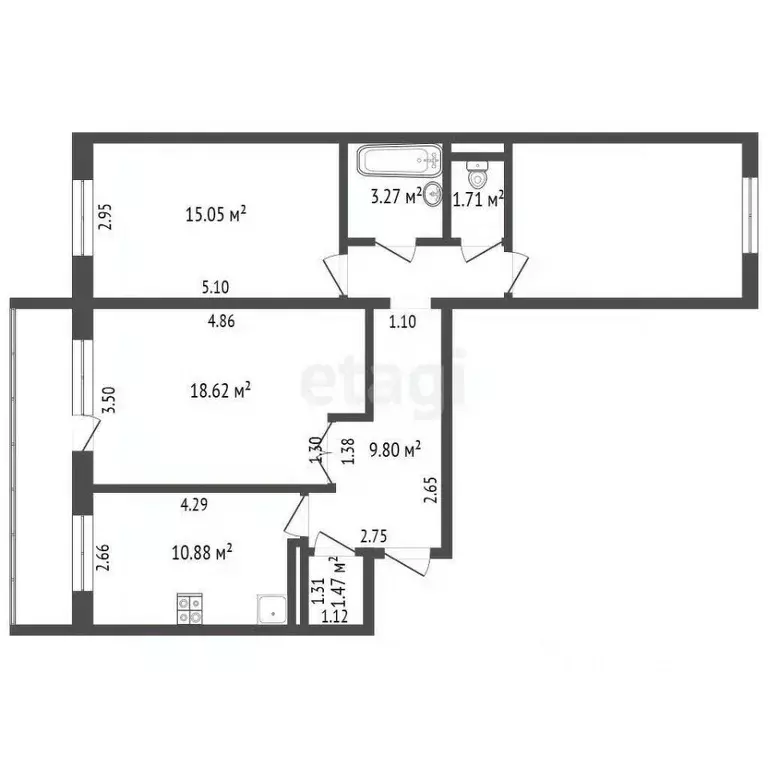 3-к кв. Томская область, Томск Сибирская ул., 56 (77.9 м) - Фото 1