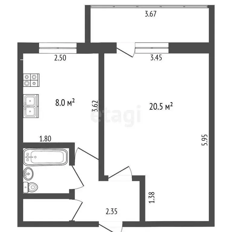 1-комнатная квартира: Приволжск, улица Фурманова, 15 (35 м) - Фото 0