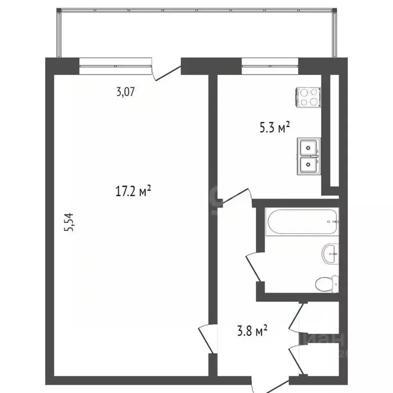 1-к кв. Ярославская область, Ярославль ул. Громова, 38 (29.9 м) - Фото 1
