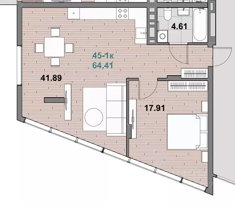 1-к кв. Калининградская область, Зеленоградск ул. Гагарина (64.41 м) - Фото 1