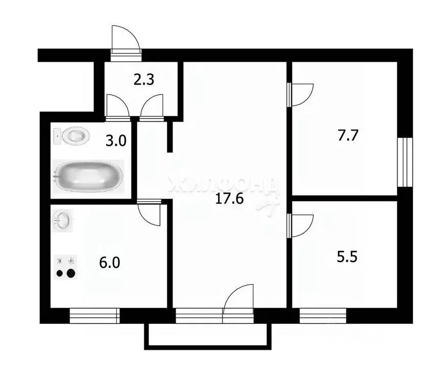 3-к кв. Новосибирская область, Новосибирск Геодезическая ул., 9 (42.6 ... - Фото 0