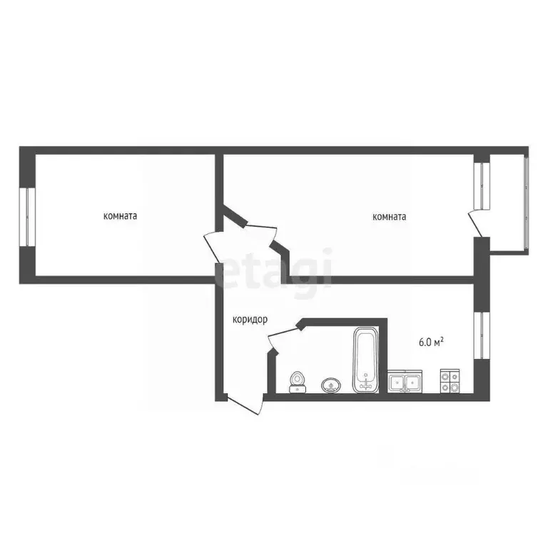 2-к кв. Архангельская область, Новодвинск ул. 50-летия Октября, 7к1 ... - Фото 2