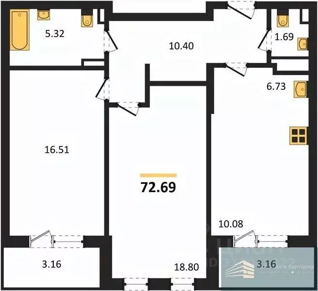2-к кв. Воронежская область, Воронеж Московский просп., 138 (72.7 м) - Фото 0