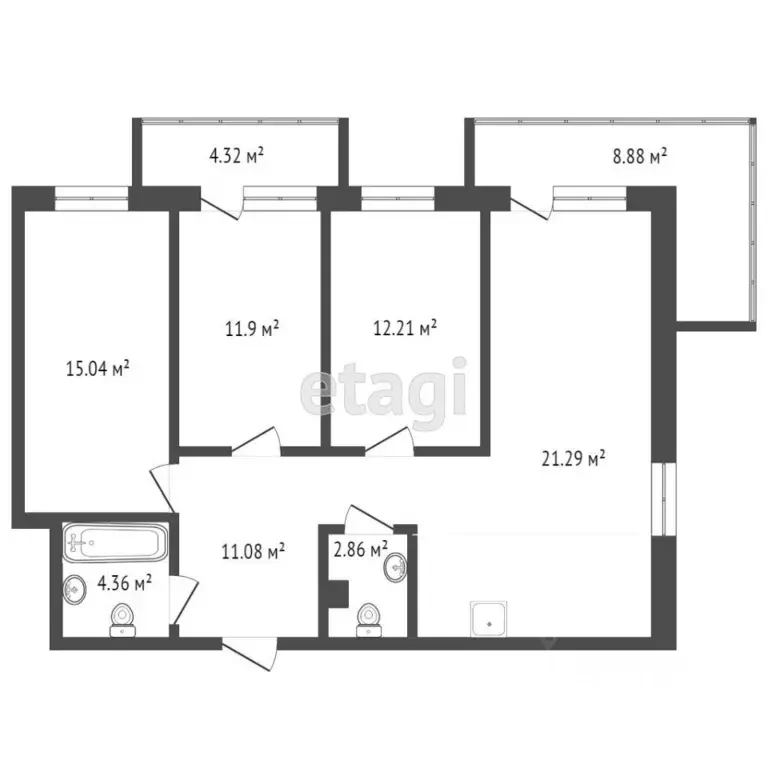 4-к кв. Красноярский край, Красноярск 6-я Полярная ул., 2А (87.0 м) - Фото 2