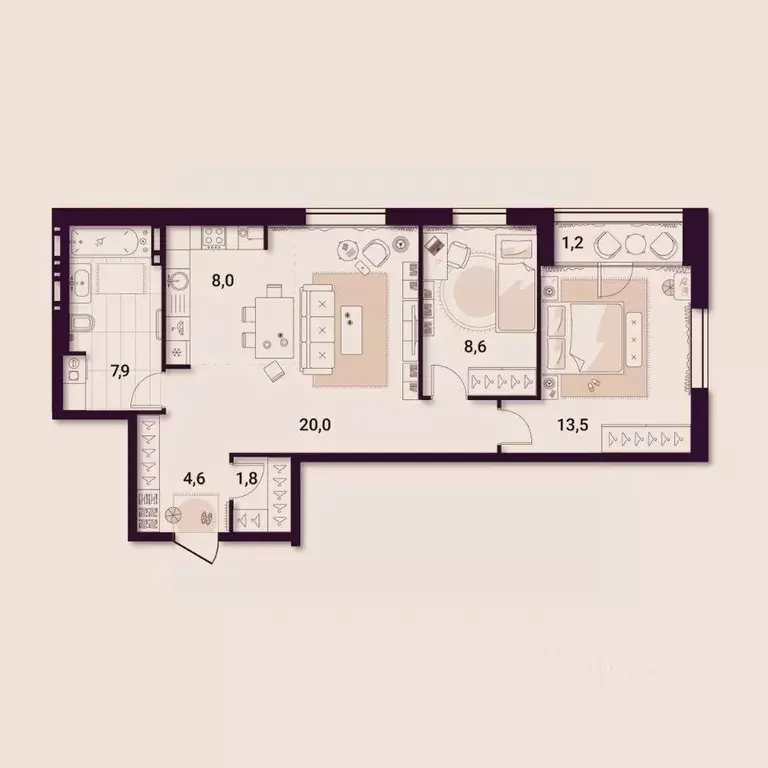 2-к кв. Приморский край, Артем ул. Куйбышева, 11А (65.61 м) - Фото 1