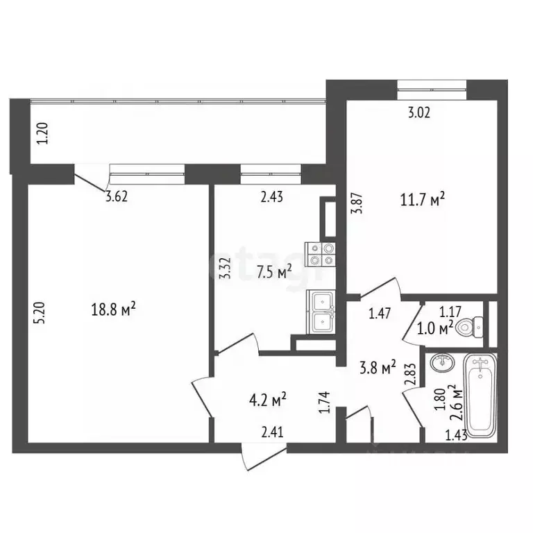 2-к кв. Самарская область, Похвистнево ул. Бережкова, 45 (50.0 м) - Фото 2