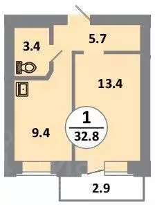 1-к кв. Красноярский край, Красноярск просп. 60 лет Образования СССР, ... - Фото 1