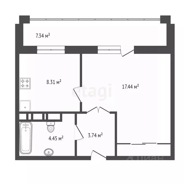 1-к кв. Красноярский край, Красноярск ул. Петра Подзолкова, 6 (34.0 м) - Фото 2