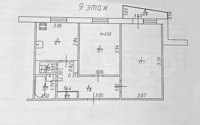 2-к. квартира, 50 м, 9/9 эт. - Фото 0