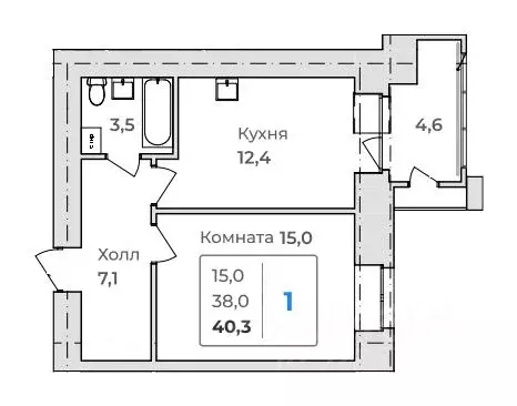 1-к кв. Амурская область, Благовещенск  (40.3 м) - Фото 0