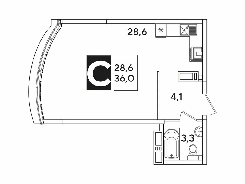 Квартира-студия: Краснодар, улица Западный Обход, 39 (35.8 м) - Фото 1
