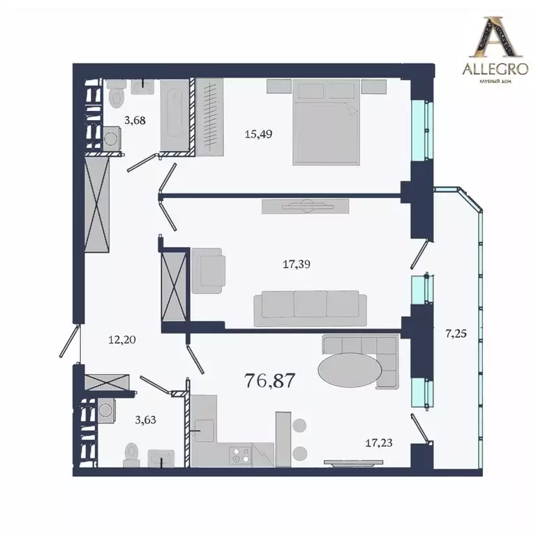 Продаётся 2-к квартира, 76 м - Фото 1