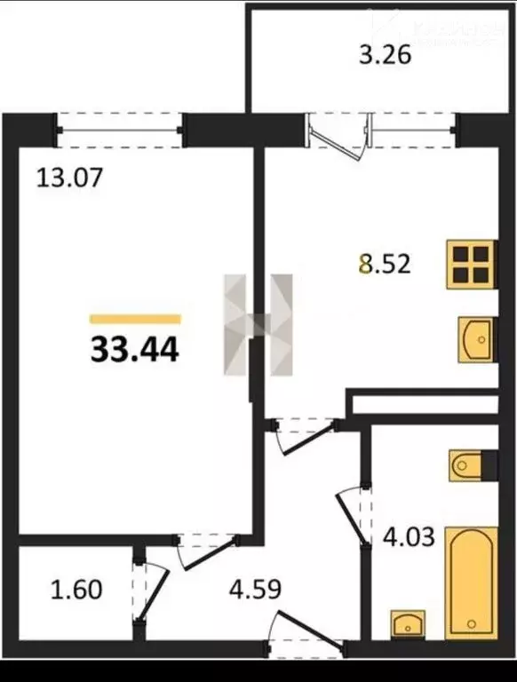 1-комнатная квартира: Воронеж, Острогожская улица, 156/2 (33.44 м) - Фото 0