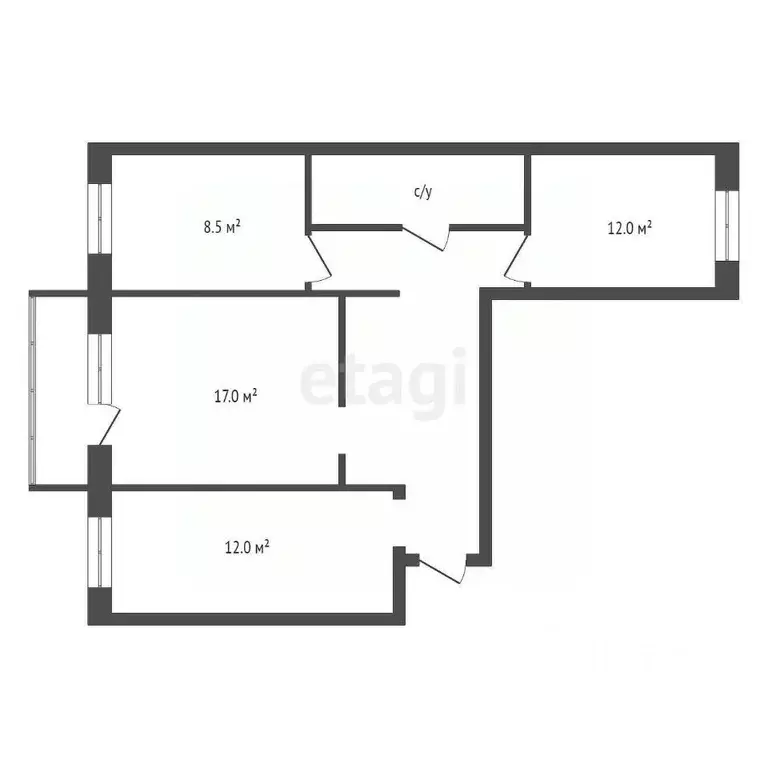 3-к кв. Красноярский край, Красноярск ул. Молокова, 68 (66.6 м) - Фото 2