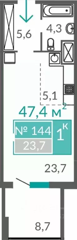 1-к кв. Крым, Евпатория ул. Симферопольская, 2Х (47.4 м) - Фото 0