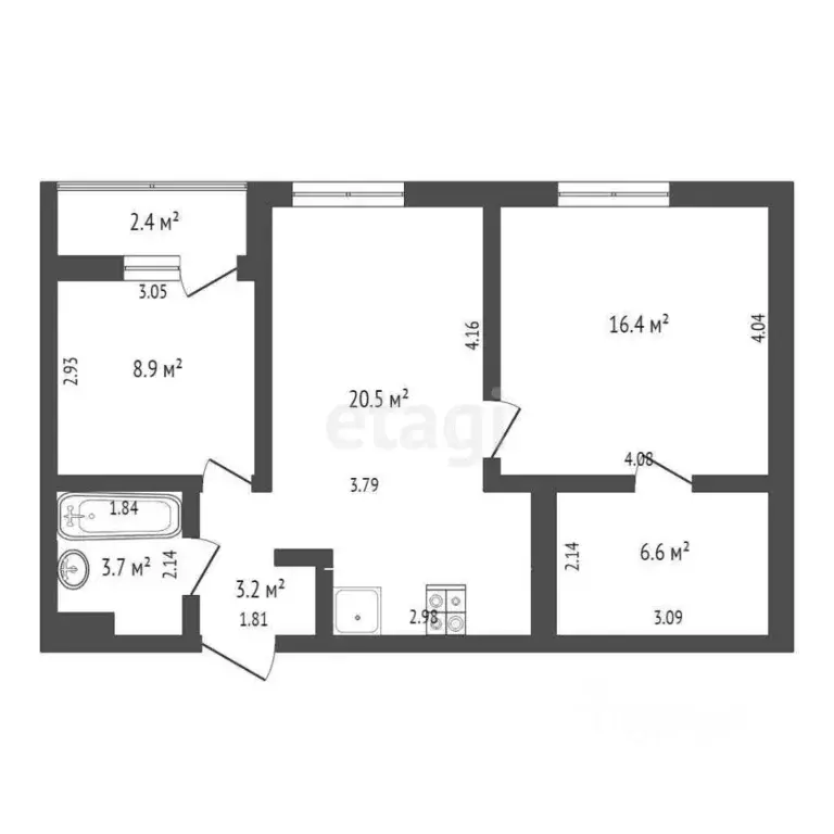 3-к кв. Тюменская область, Тюмень ул. Вице-адмирала Воронцова, 7 (70.8 ... - Фото 2